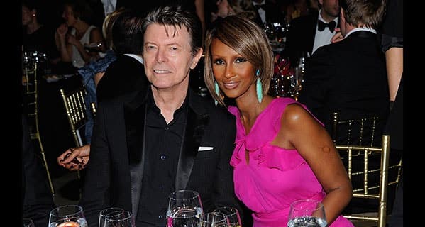 David Bowie attends a gala event with supermodel wife Iman Jones, to whom he left half of his wealth. Andrew H. Walker/Getty Images