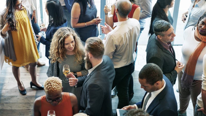 Diverse crowd of business people mingling
