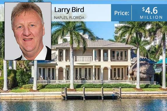 Larry Bird sinks price to unload his fab Florida home Larry Bird sinks price to unload his fab Florida home | Larry Bird: Bruce Glikas/Getty Images; House: Realtor.com