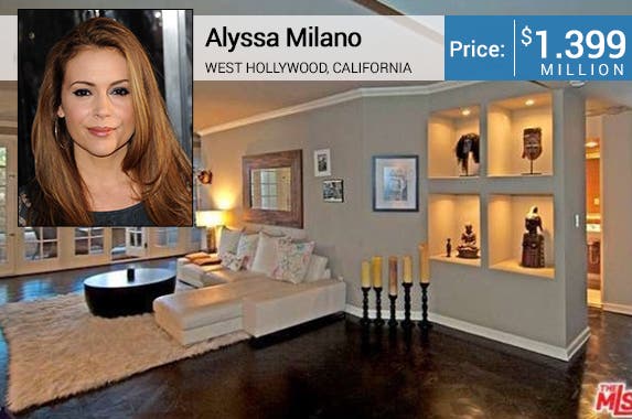 Alyssa Milano: © s_bukley/Shutterstock.com; House: Realtor.com