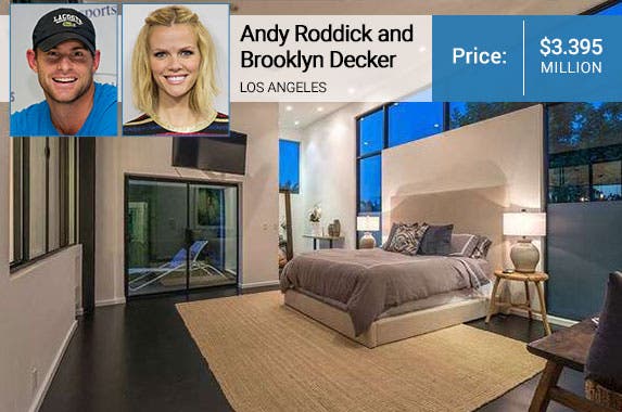 Andy Roddick and Brooklyn Decker © Corbis; House: Realtor.com