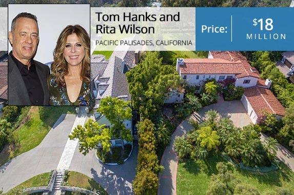 Tom Hanks lists side-by-side homes Tom Hanks and Rita Wilson | Jim Spellman/Getty Images; House: Realtor.com