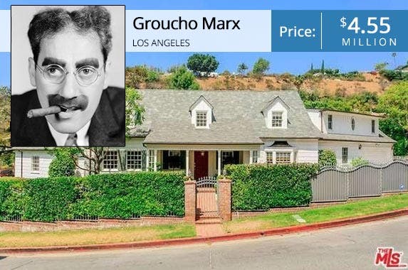 Groucho's former home for sale Groucho Marx | John Kobal Foundation/Getty Images; House: Realtor.com