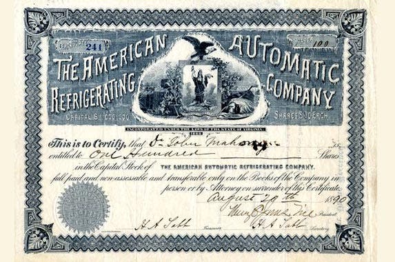 American Automatic Refrigerating Company American Automatic Refrigerating Company | Photo courtesy of Scripophily.com