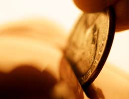 Inserting coin to the bank