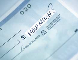 Check that says 'how much?'