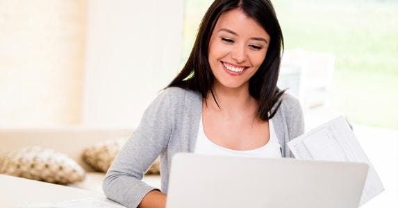Woman working on her laptop