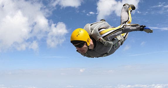 Person skydiving
