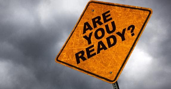 'Are you ready?' yellow sign, in stormy weather © iStock