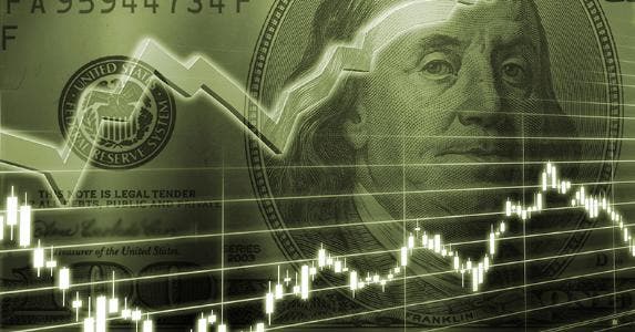 Financial line chart over $100 bill © iStock