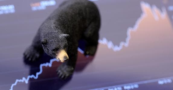 Bear on stock graph © iStock