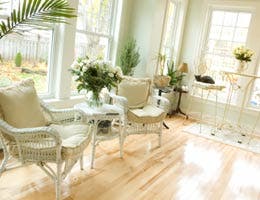 Living room furniture, big windows