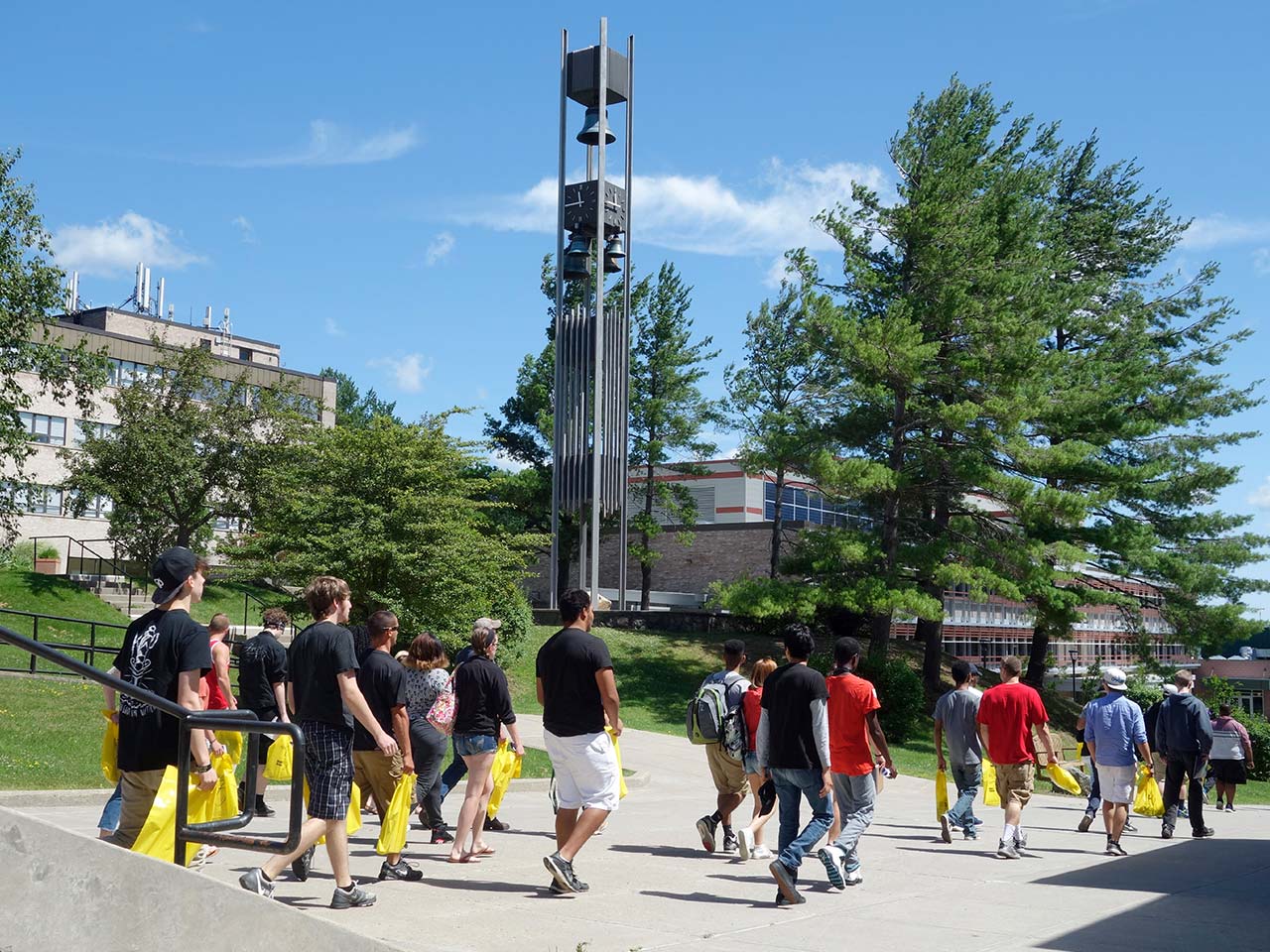 Students walking on college campus