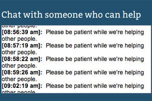 Busy chat message on HealthCare.gov