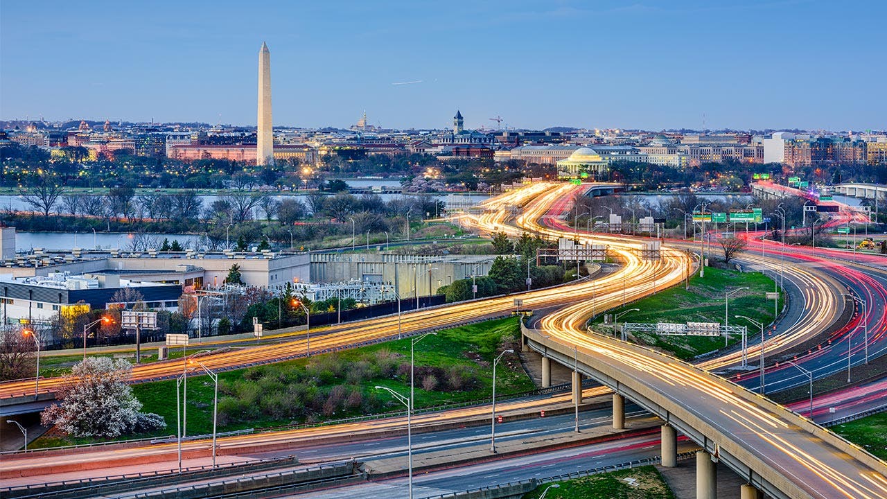 Washington skyline featuring Washington Monument