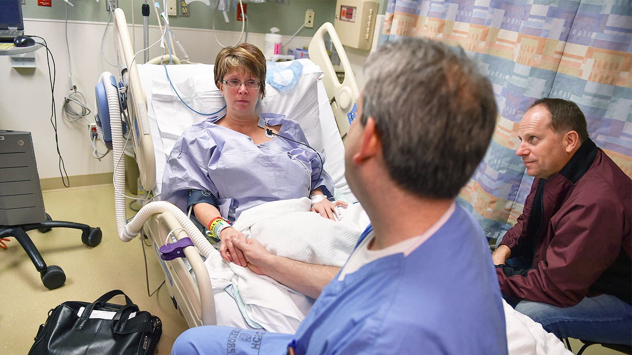 Patient in hospital with loved one