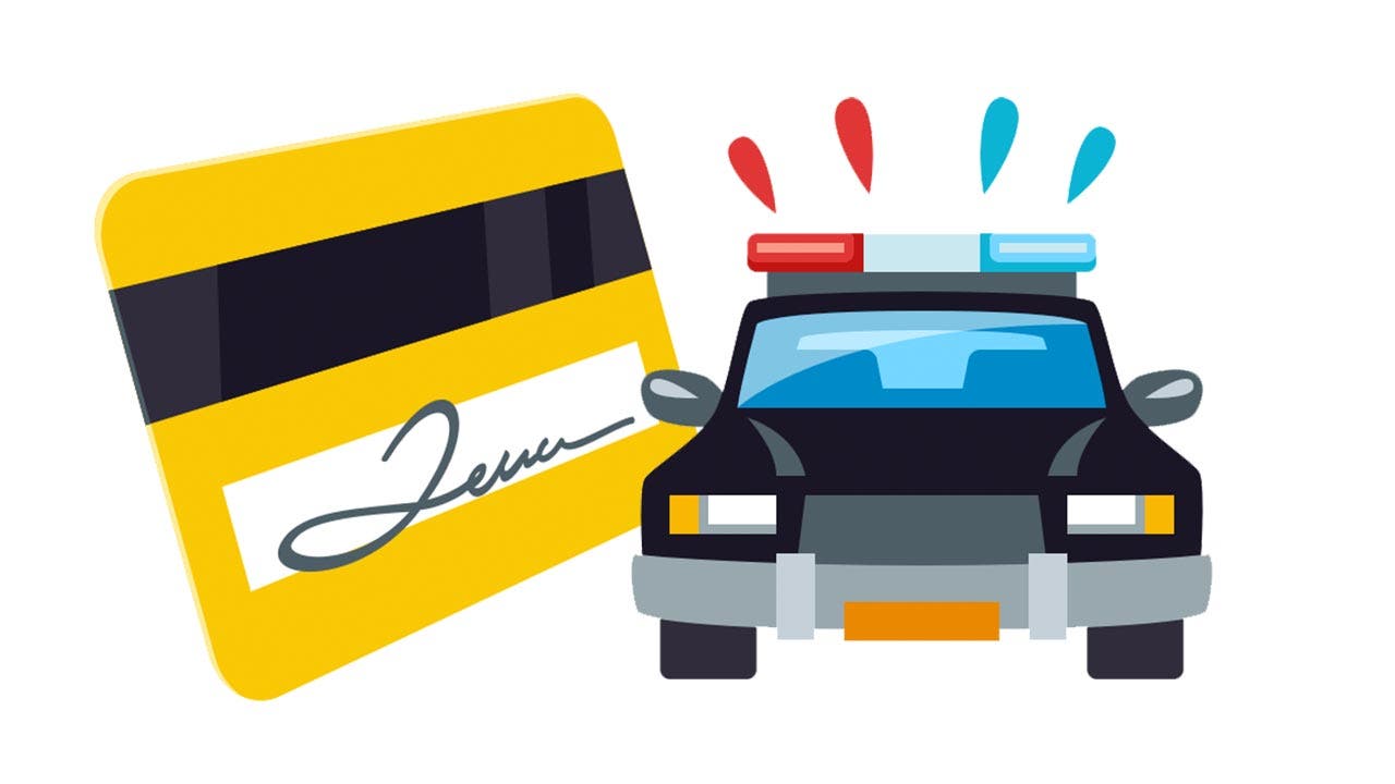 Emojis of credit card and police car