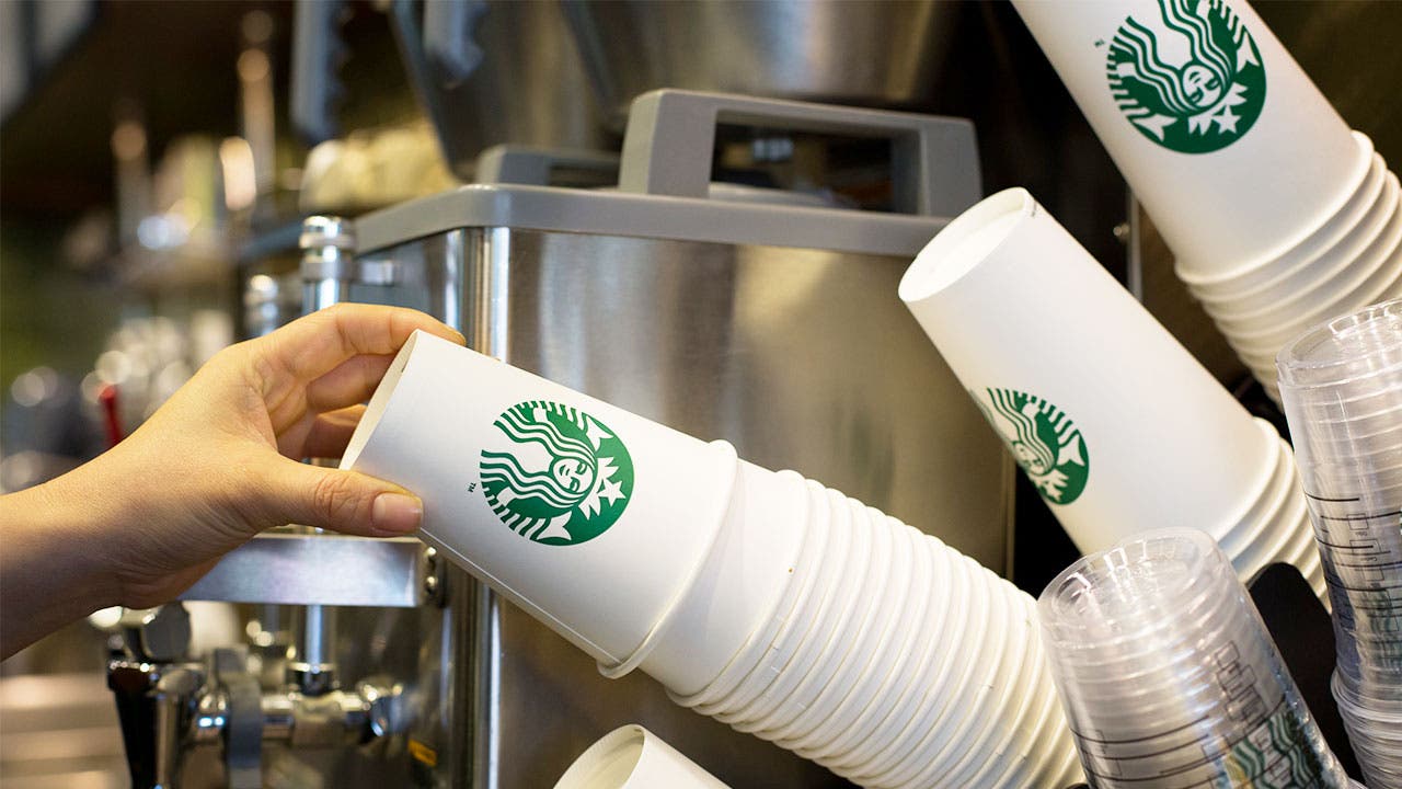 Starbucks latte cups