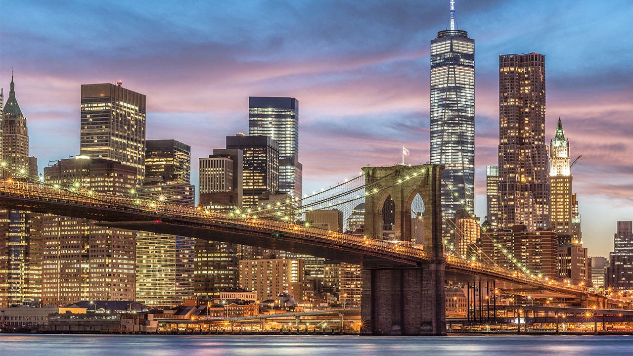 Brooklyn Bridge and lower Manhattan