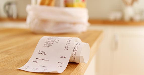 Receipt laying on a table