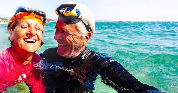 Man and woman snorkeling