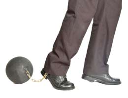 Man chained to a ball