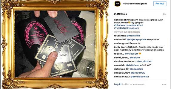 Credit cards for the filthy rich Credit cards for the filthy rich | Photo courtesy of @richkidsofinstagram