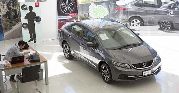 Honda Civic inside a car dealership