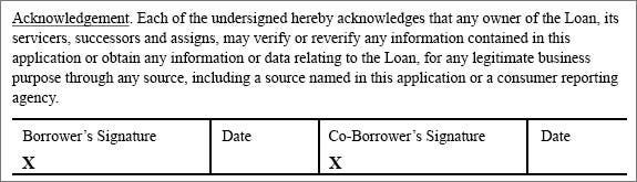 Standard residential loan application
