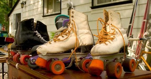 Best places to sell 8 popular household items Roller skates in garage sale | iStock.com/tillsonburg