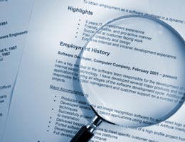 Magnifying glass on resume