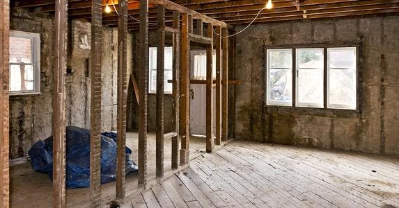 Mortgage options for potential money pit Inside of house under gut renovation © Elena Elisseeva/Shutterstock.com