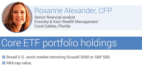 Recommended core ETF portfolio holdings by Roxanne Alexander, CFP