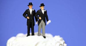 Two grooms on top of wedding cake © Amy Walters/Shutterstock.com