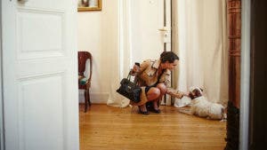 Homeowner with dog