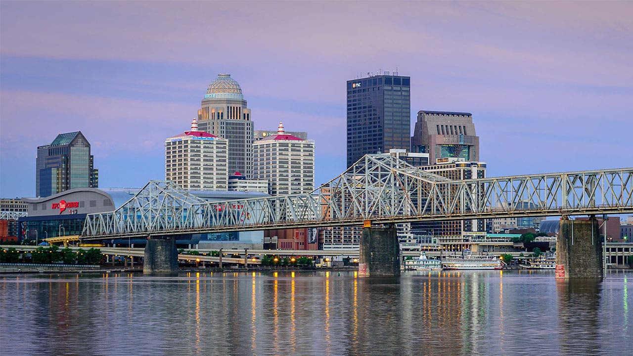Louisville skyline along the Ohio River