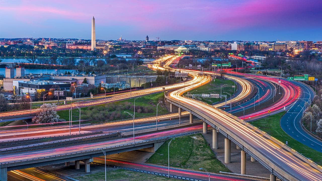 Washington highways and the Washington Monument