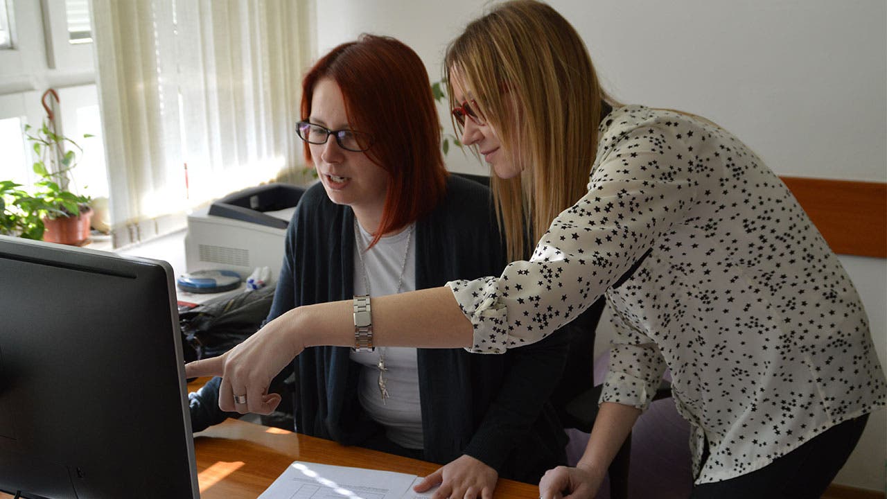Women in office computer