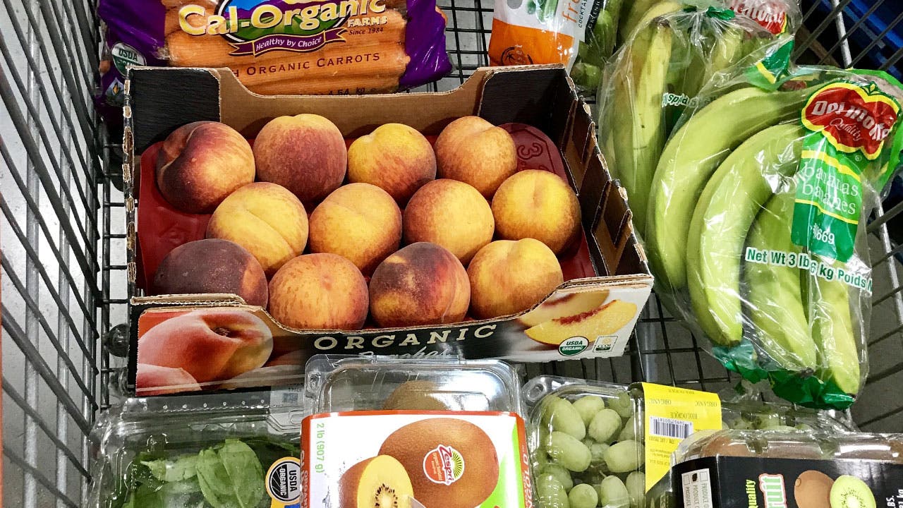 Fruit in shopping cart
