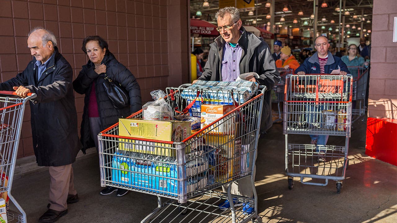 Customers leaving Costco