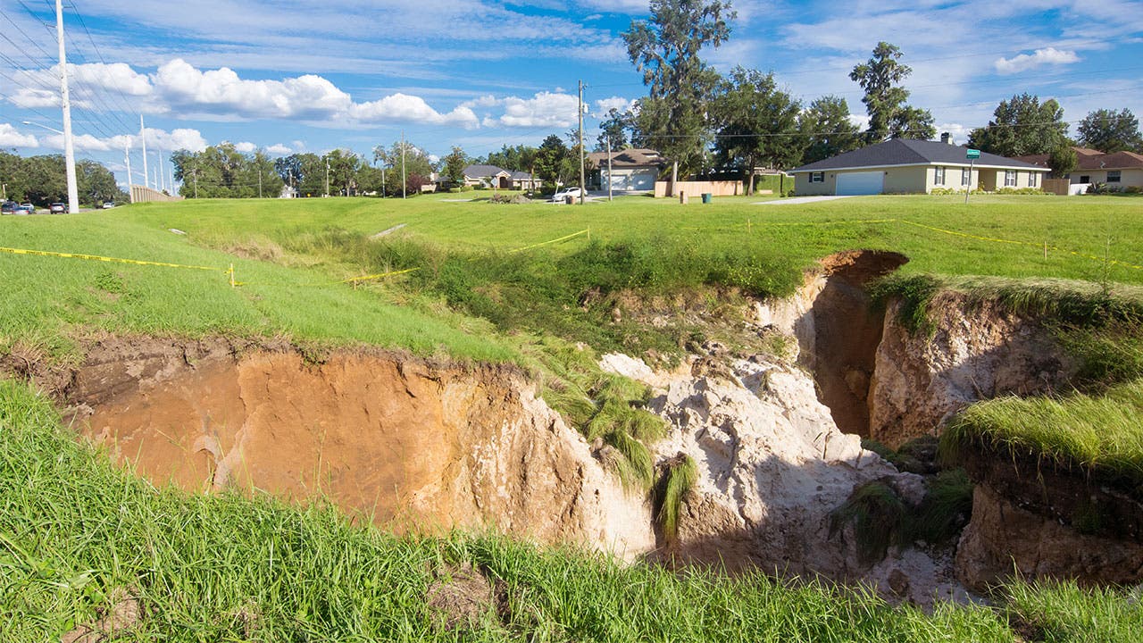 Sink hole in suburb