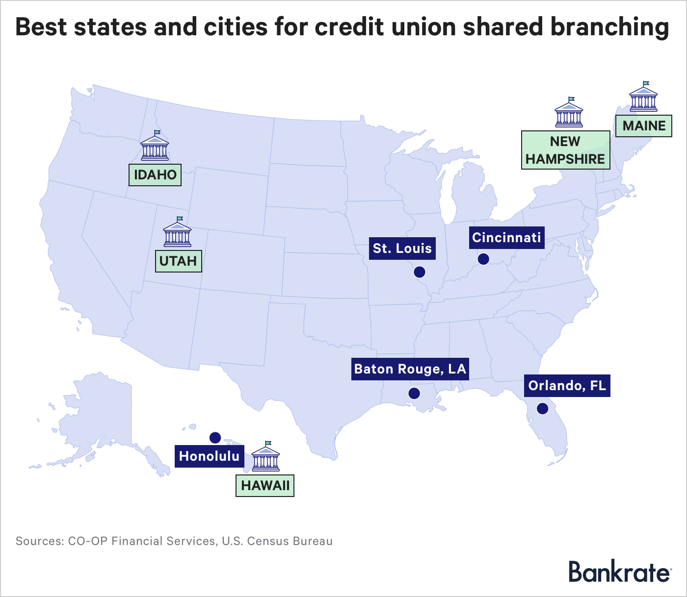 Map: Best states and cities for credit union shared branching