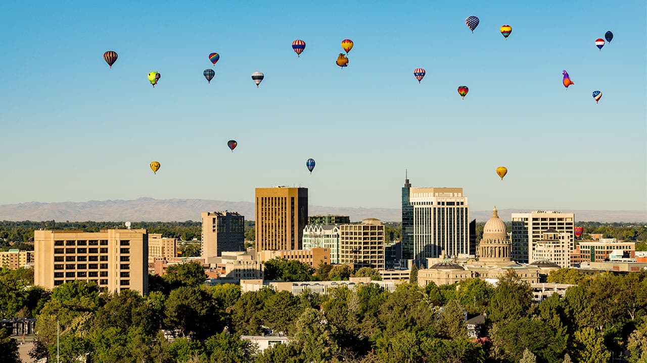 Boise with hot air balloons