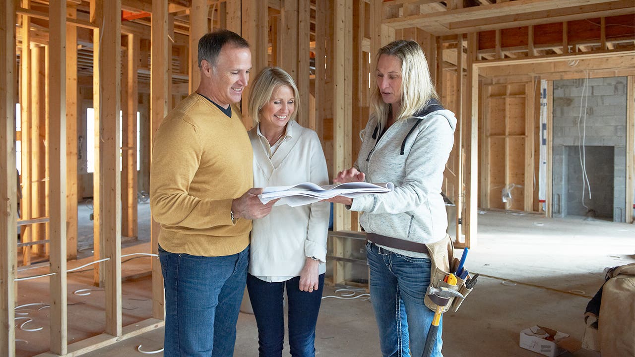Couple looking at contract