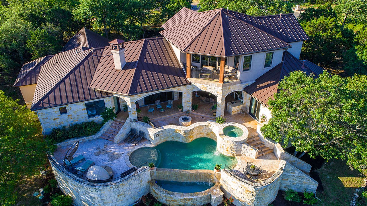 Mansion with backyard pool