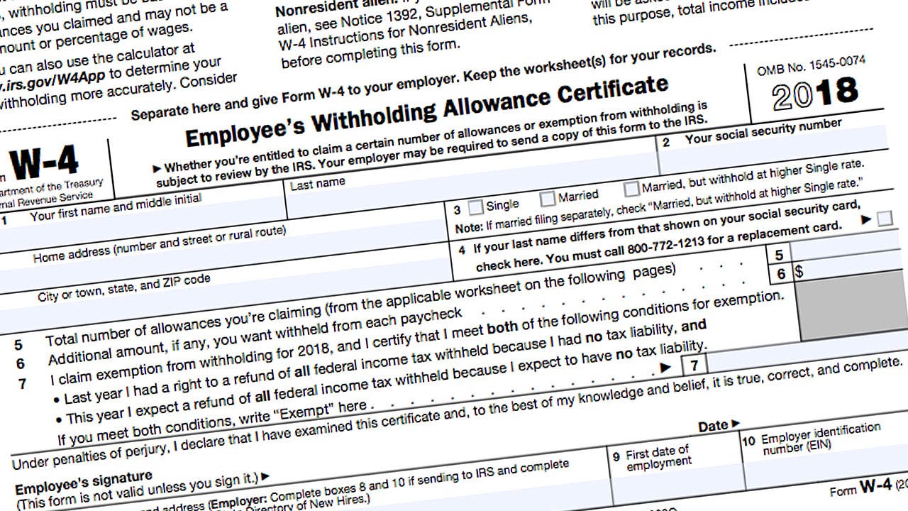 2018 Income Tax Withholding Chart