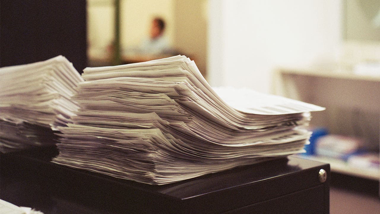 Pile of debts paperwork