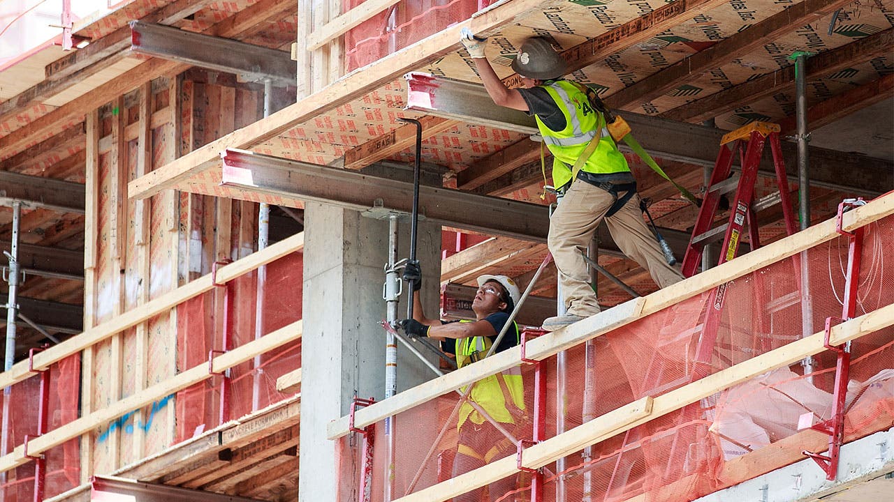 Construction workers on a site