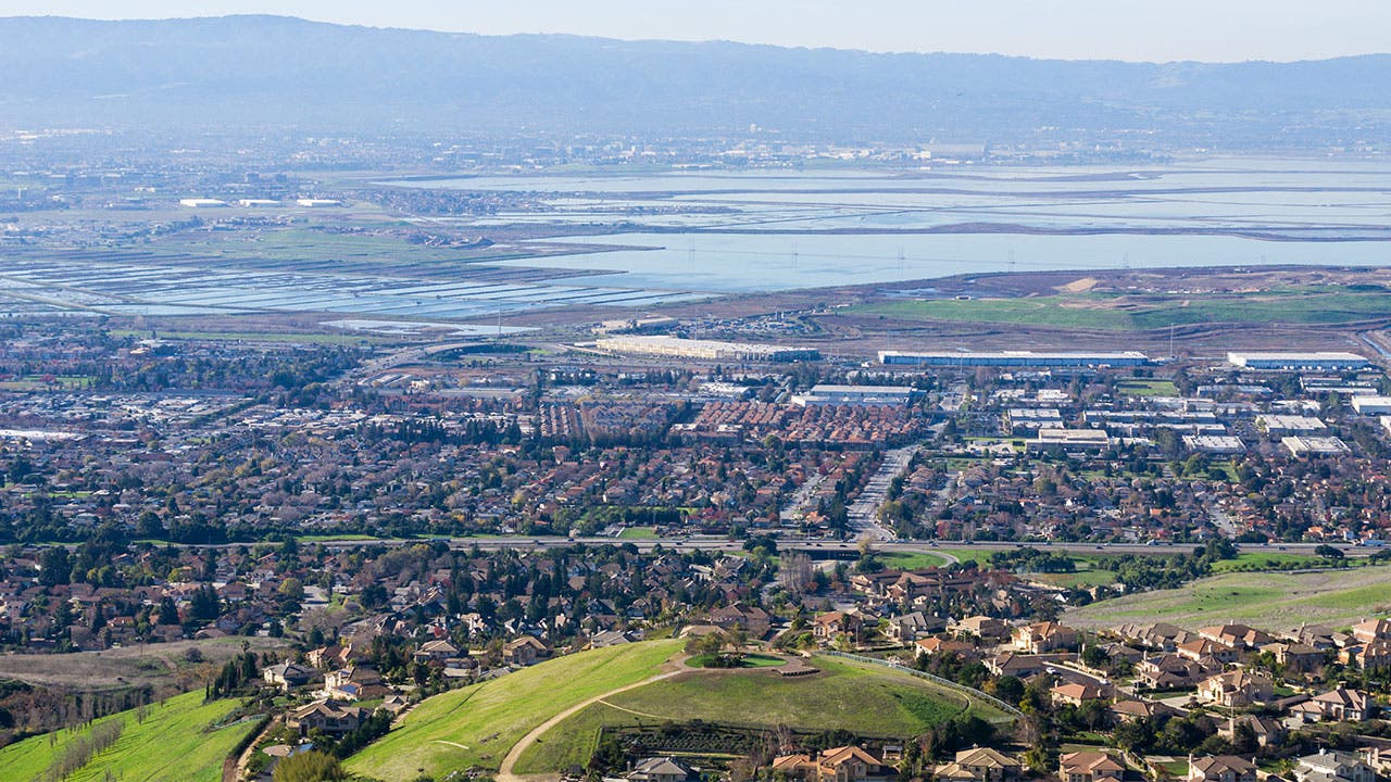 Milpitas aerial with bay