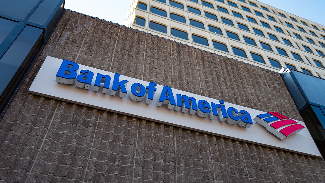 Signage for Bank of America in the Silicon Valley town of Mountain View, California